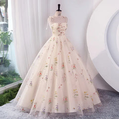 Luxury Floral Embroidery Long Champagne Prom Evening Dresses Women Summer Party Formal Occasions Reception Dress