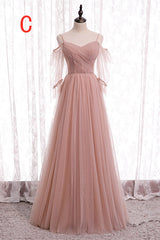 Elegant Blush Pink Tulle Bridesmaid Dress