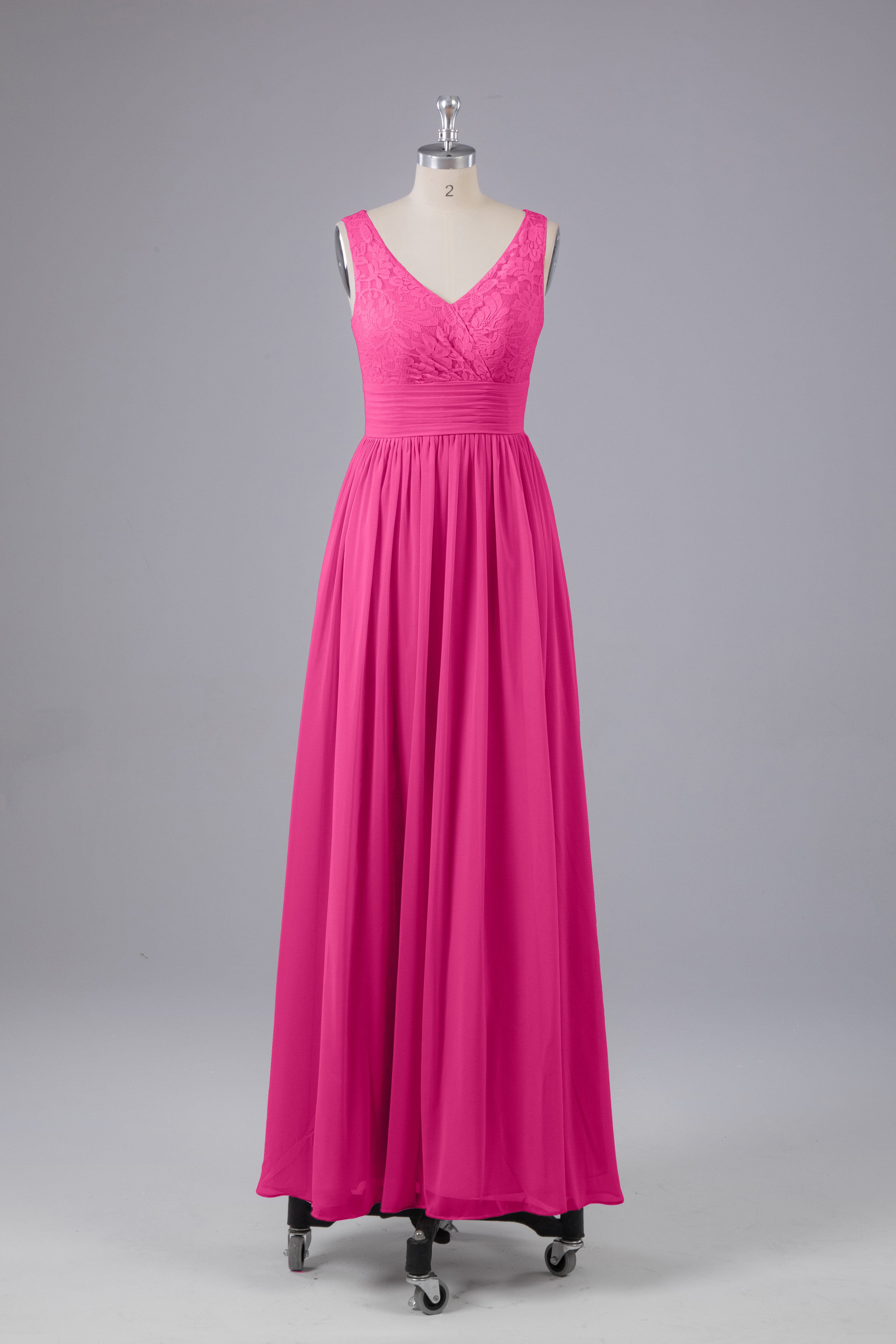 Elegant A-line V Neck Straps Chiffon Bridesmaid Dresses