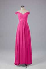 Elegant Chiffon Off The Shoulder Open Back Long Bridesmaid Dresses