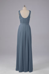 A-line Lace Top Floor Length Chiffon Bridesmaid Dresses