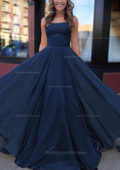 A Line Bateau Spaghetti Straps Sweep Train Chiffon Prom Dress