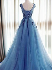 Ball-Gown Jewel Appliques Lace Sweep Train Tulle Dress