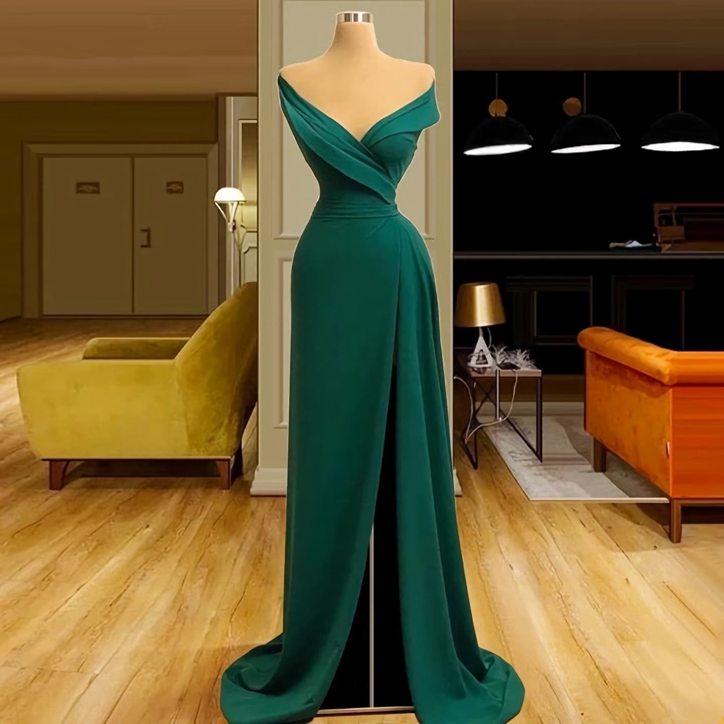 Dark Green Evening Dresses, Mermaid Long Fairy Prom Dresses