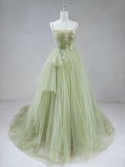 Green Tulle Long Prom Dress,  A-Line Green Formal Long Evening Dress