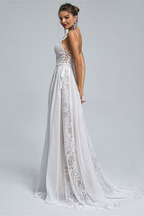 Spaghetti Straps Beach Wedding Dresses With Adjustable Drawstring