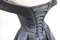 Off the Shoulder Short Black Prom Dresses, Little Black Formal Graduation Homecoming Dresses