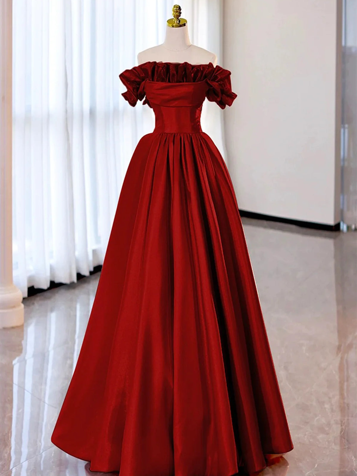 Red Pink Satin Long Prom Dresses, Red Pink Satin Long Formal Evening Dresses