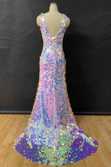 Mermaid V-Neck Sequined Long Prom Dress